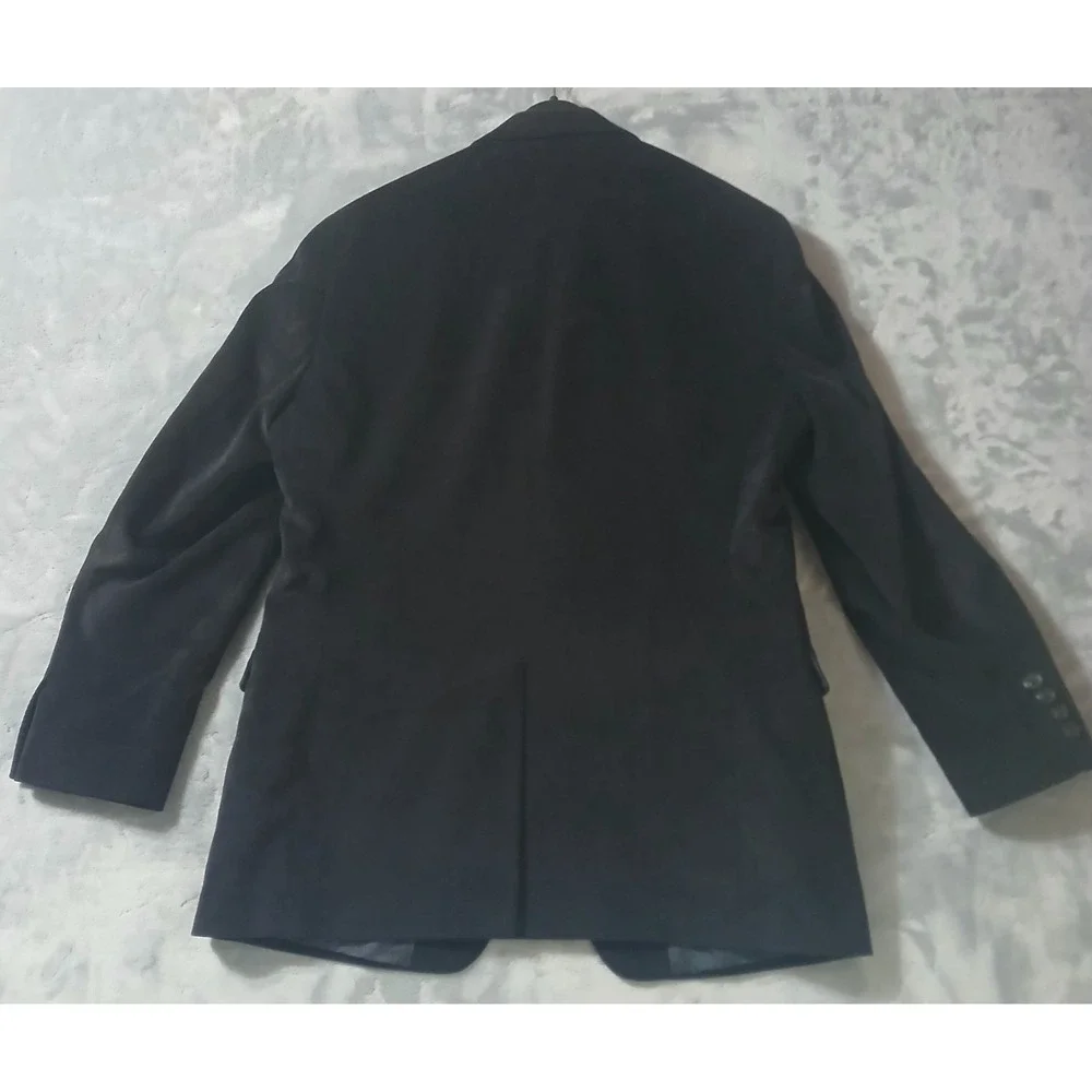 Chaps Mens Black Corduroy Two Button Blazer Sport Coat Jacket Paisley Lining 40R